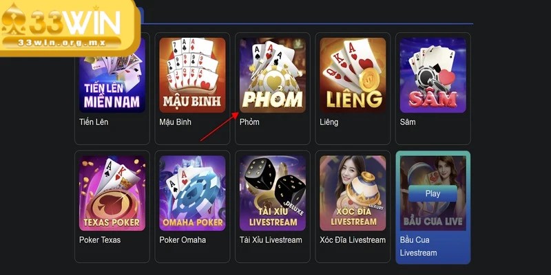 Game bài 33WIN - Địa điểm đánh bài trực tuyến đẳng cấp 3 Phỏm là tựa game rất được yêu thích khi đến với game bài 33WIN