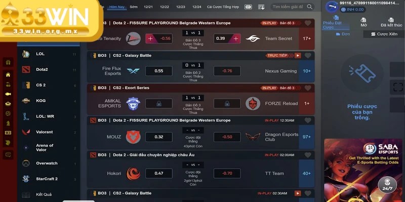 Thể thao 33WIN - Chuyên mục cá cược đỉnh cao hiện nay 3 Esports là bộ môn không thể nào bỏ qua khi đến với thể thao tại 33WIN
